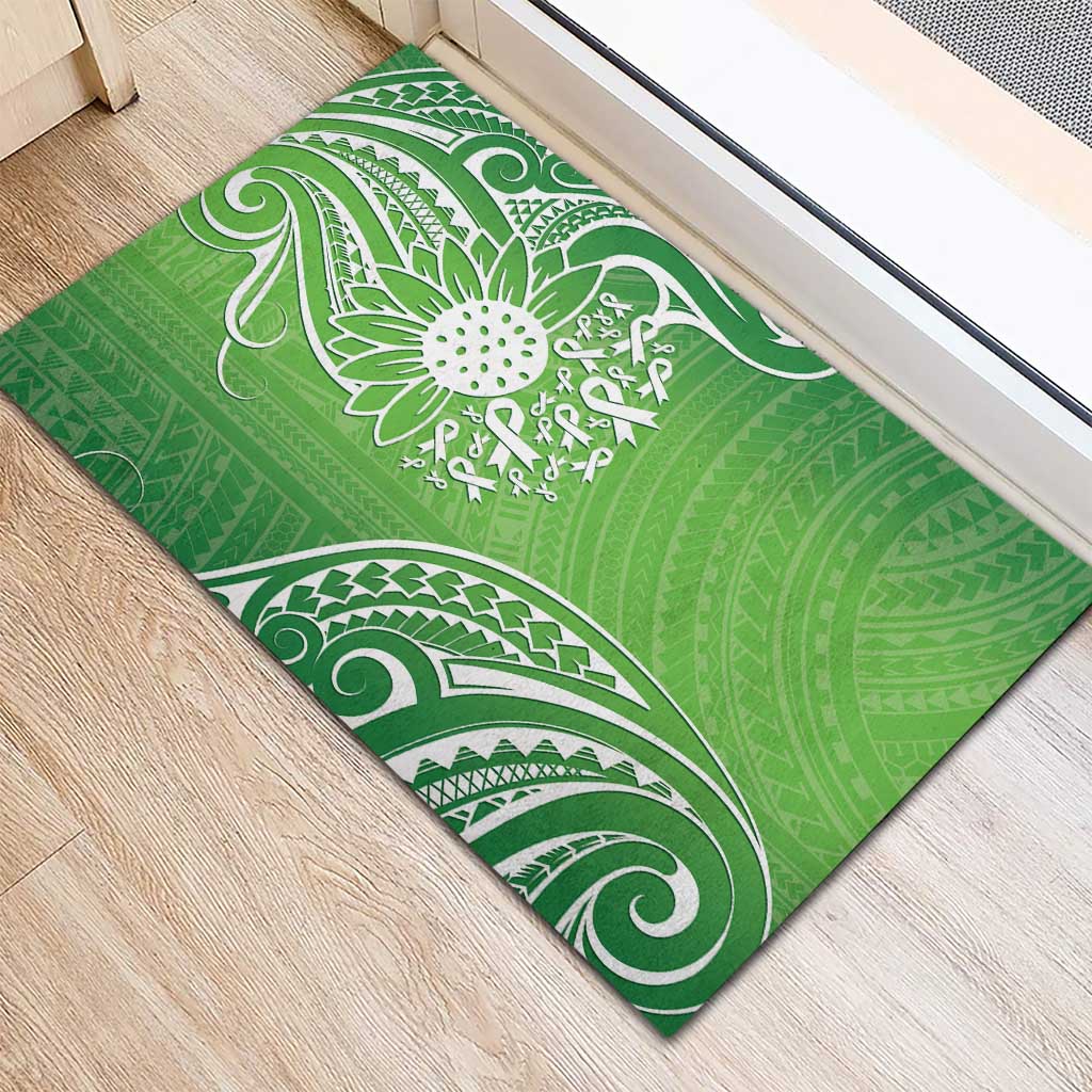 Polynesia Depression Awareness Rubber Doormat Sunflower Green Ribbons Polynesian Tattoo LT14 - Polynesian Pride