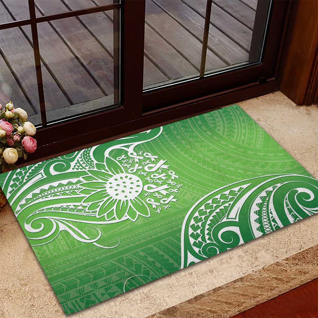 Polynesia Depression Awareness Rubber Doormat Sunflower Green Ribbons Polynesian Tattoo LT14 - Polynesian Pride