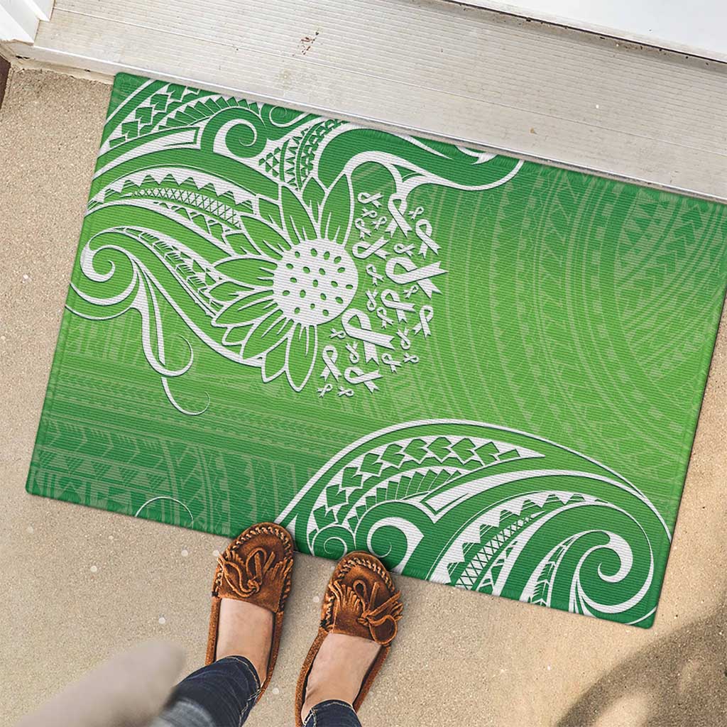 Polynesia Depression Awareness Rubber Doormat Sunflower Green Ribbons Polynesian Tattoo LT14 - Polynesian Pride