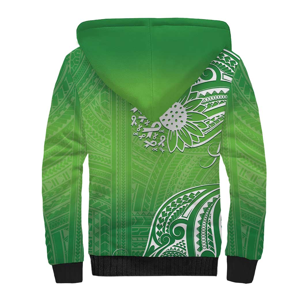 Polynesia Depression Awareness Sherpa Hoodie Sunflower Green Ribbons Polynesian Tattoo LT14 - Polynesian Pride