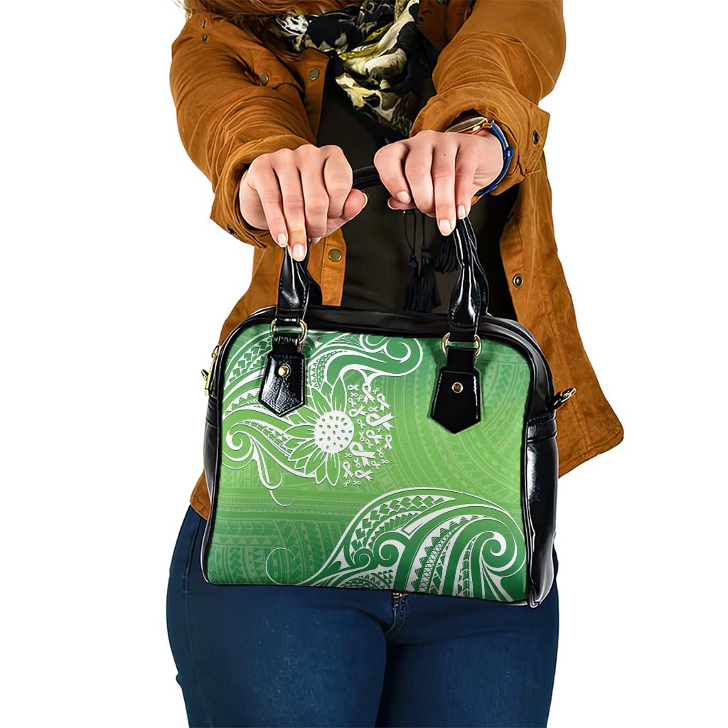 Polynesia Depression Awareness Shoulder Handbag Sunflower Green Ribbons Polynesian Tattoo