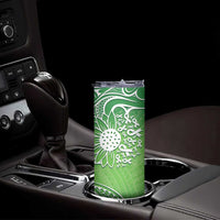 Polynesia Depression Awareness Skinny Tumbler Sunflower Green Ribbons Polynesian Tattoo