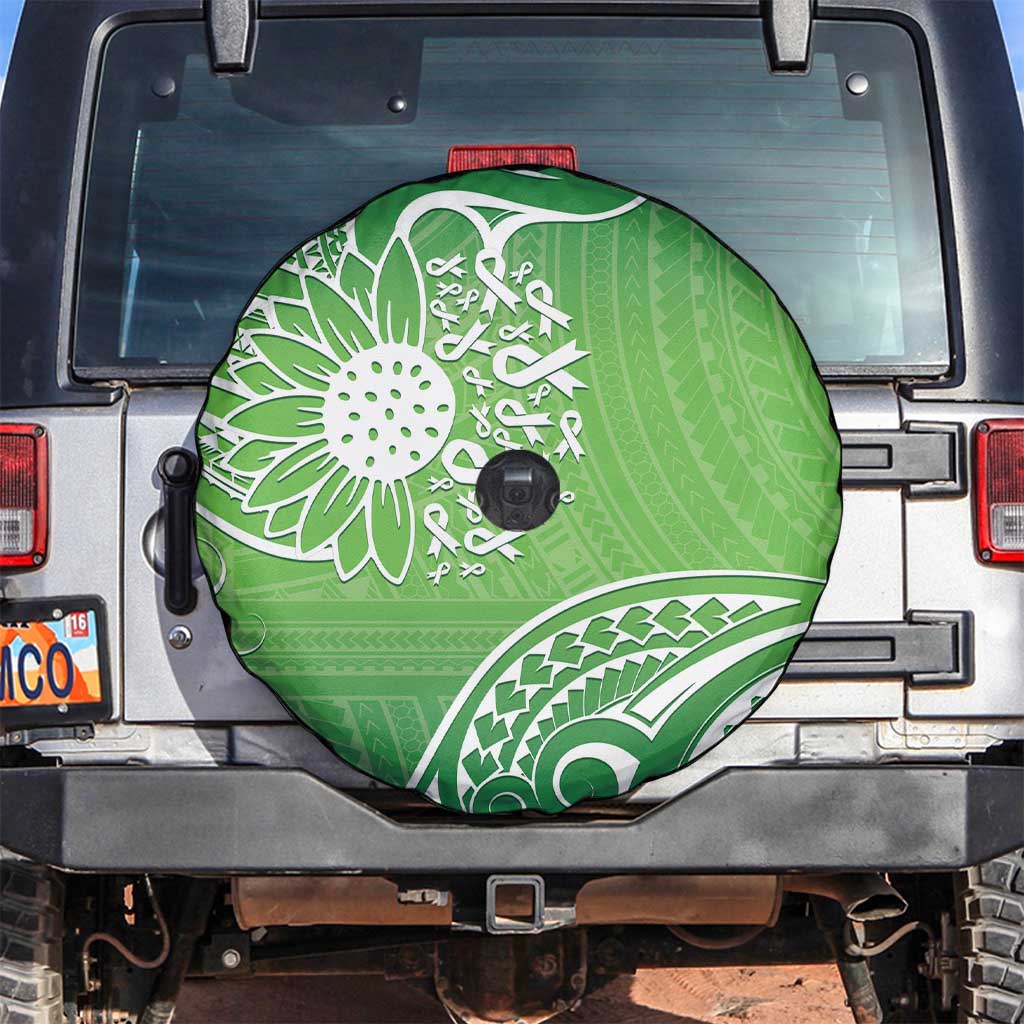 Polynesia Depression Awareness Spare Tire Cover Sunflower Green Ribbons Polynesian Tattoo LT14 Green - Polynesian Pride