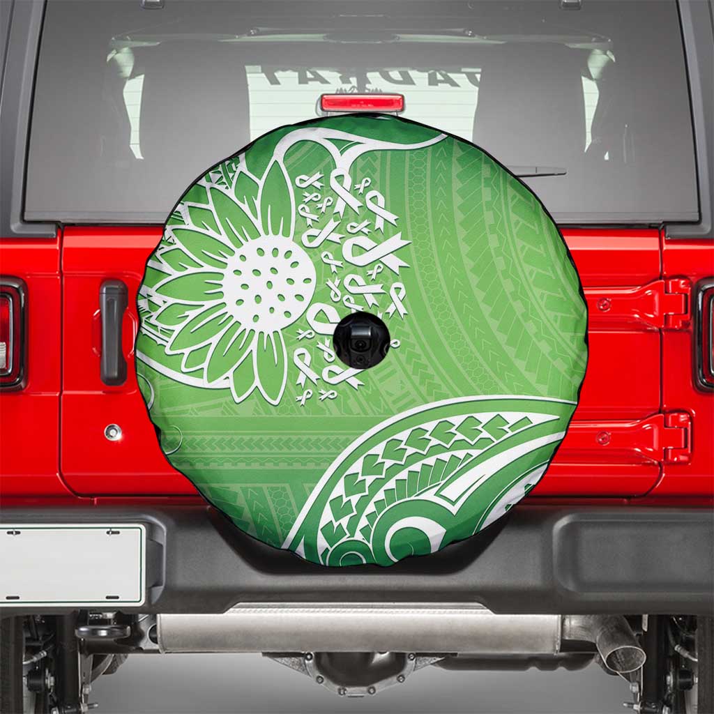 Polynesia Depression Awareness Spare Tire Cover Sunflower Green Ribbons Polynesian Tattoo LT14 - Polynesian Pride
