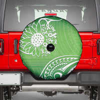 Polynesia Depression Awareness Spare Tire Cover Sunflower Green Ribbons Polynesian Tattoo LT14 - Polynesian Pride