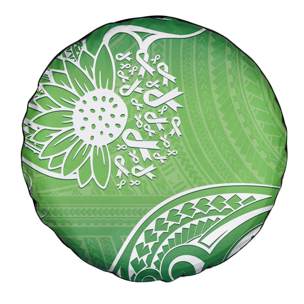 Polynesia Depression Awareness Spare Tire Cover Sunflower Green Ribbons Polynesian Tattoo LT14 - Polynesian Pride