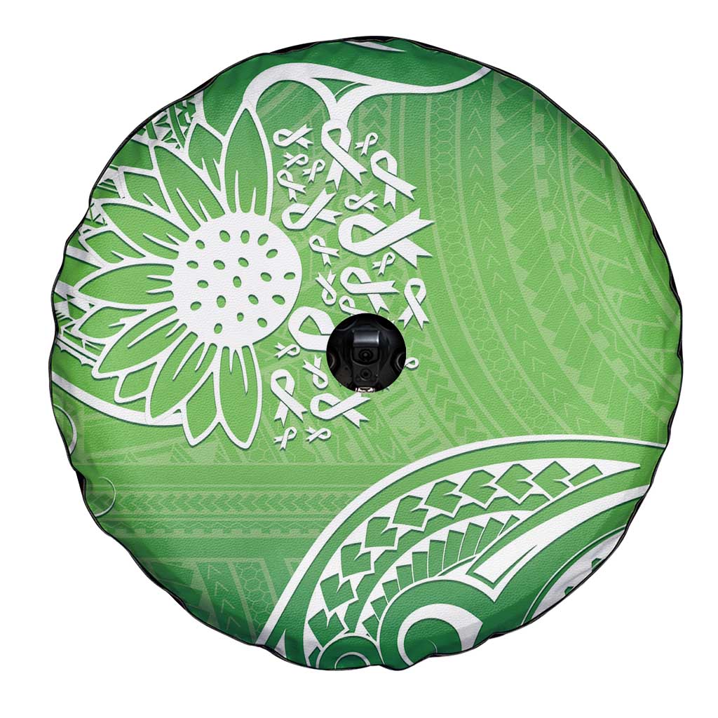 Polynesia Depression Awareness Spare Tire Cover Sunflower Green Ribbons Polynesian Tattoo LT14 - Polynesian Pride