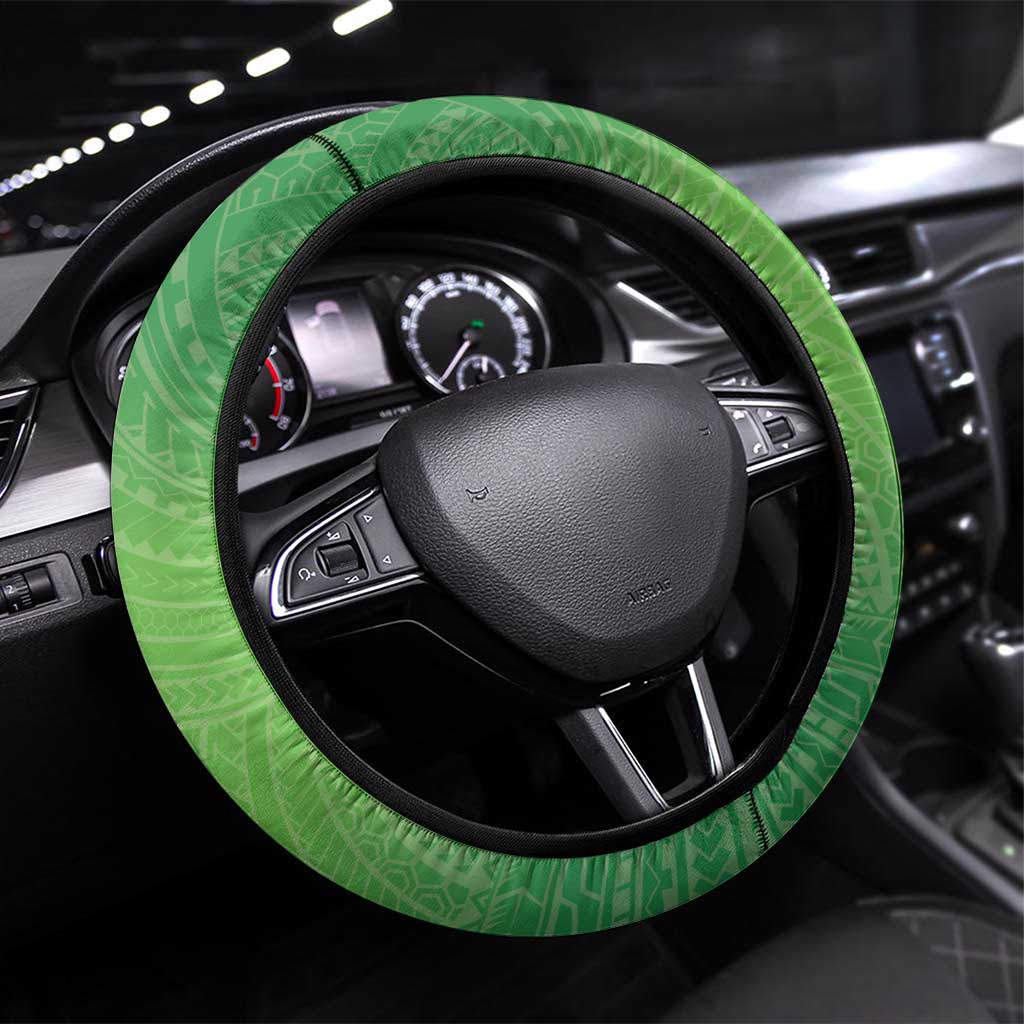 Polynesia Depression Awareness Steering Wheel Cover Sunflower Green Ribbons Polynesian Tattoo LT14 Universal Fit Green - Polynesian Pride