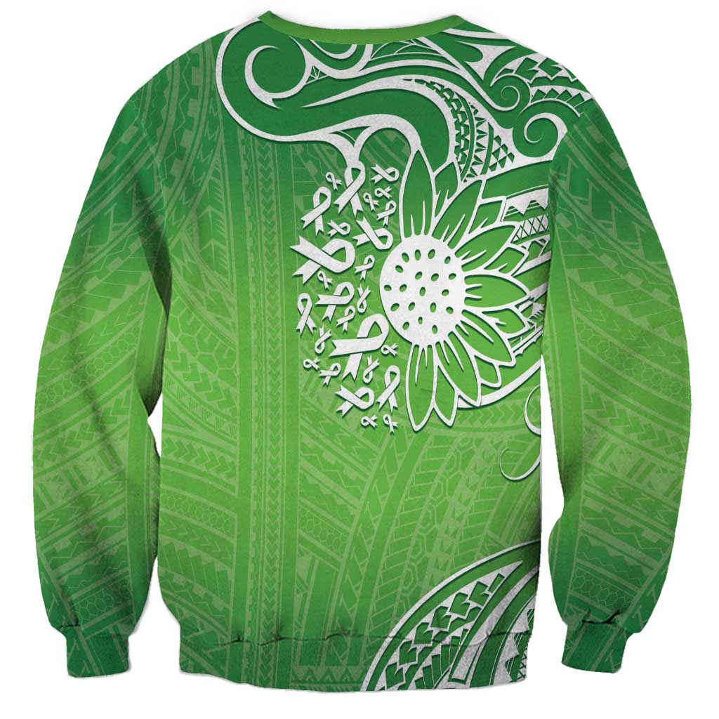 Polynesia Depression Awareness Sweatshirt Sunflower Green Ribbons Polynesian Tattoo LT14 - Polynesian Pride