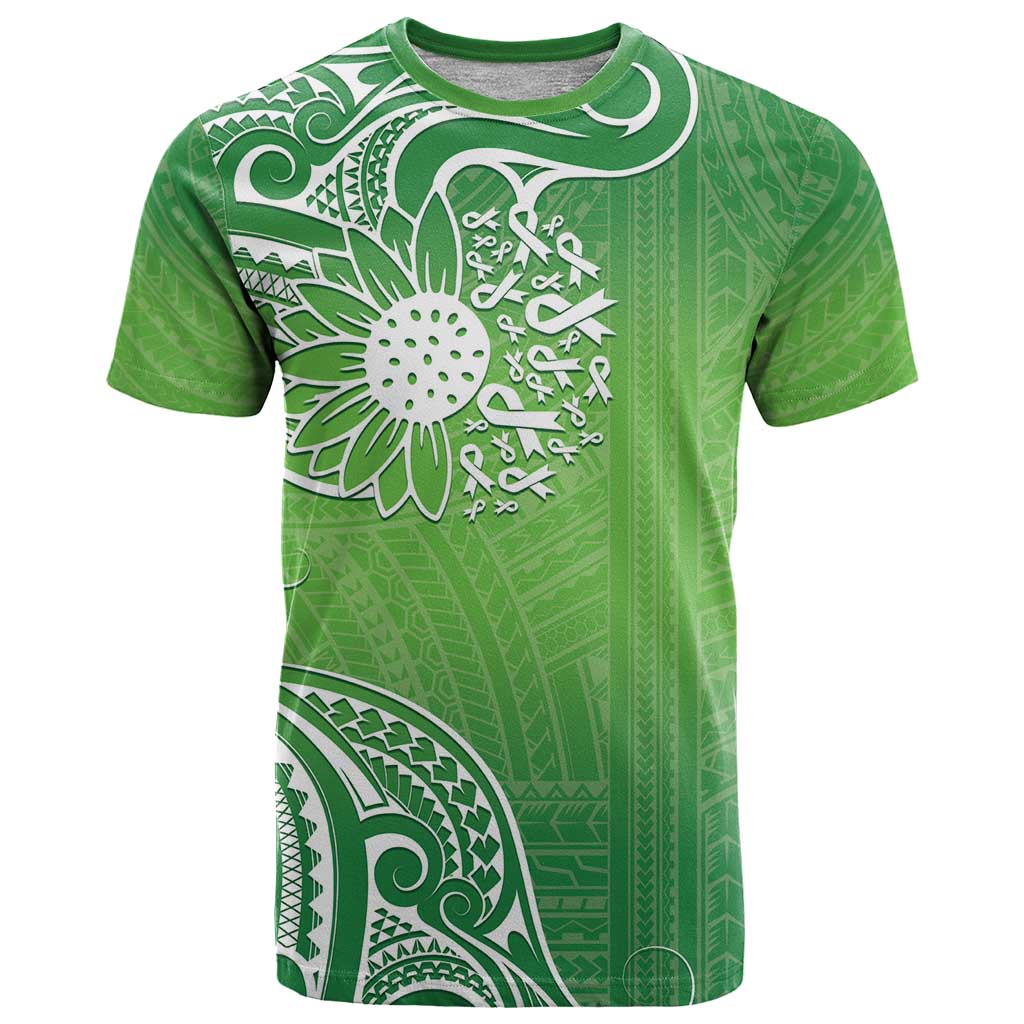 Polynesia Depression Awareness T Shirt Sunflower Green Ribbons Polynesian Tattoo