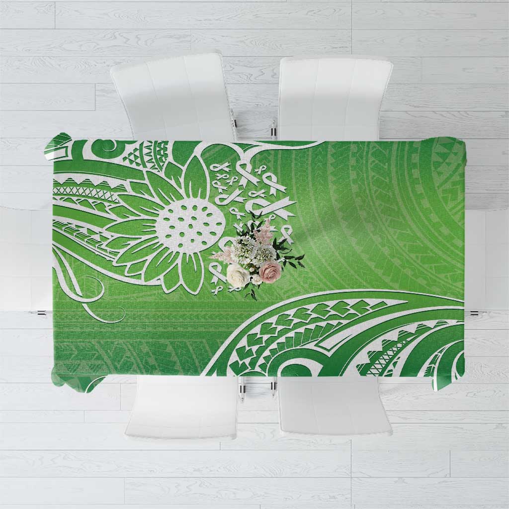 Polynesia Depression Awareness Tablecloth Sunflower Green Ribbons Polynesian Tattoo LT14 Green - Polynesian Pride
