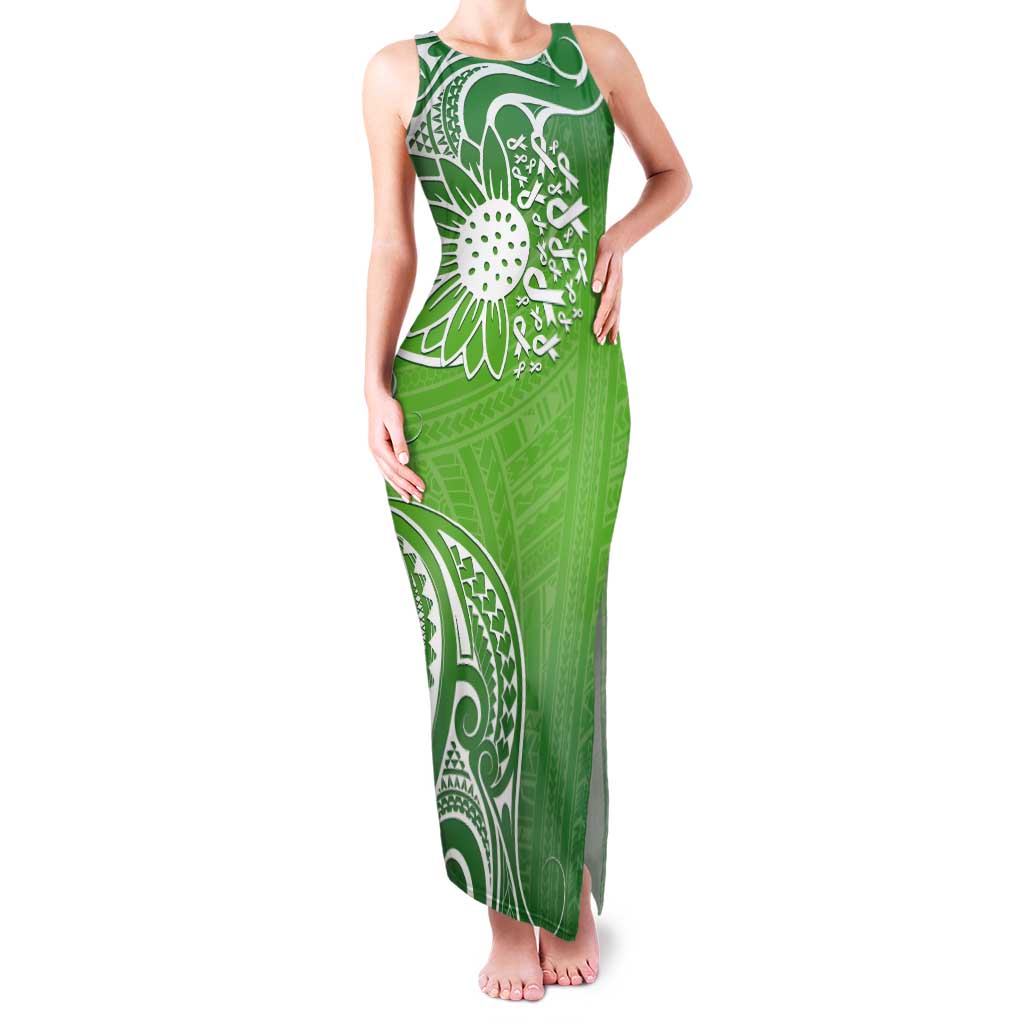 Polynesia Depression Awareness Tank Maxi Dress Sunflower Green Ribbons Polynesian Tattoo LT14 Women Green - Polynesian Pride