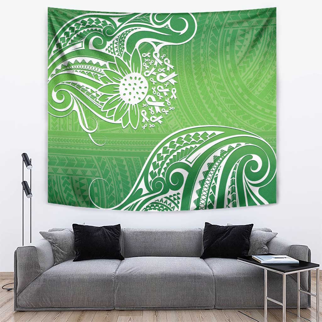 Polynesia Depression Awareness Tapestry Sunflower Green Ribbons Polynesian Tattoo