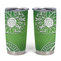 Polynesia Depression Awareness Tumbler Cup Sunflower Green Ribbons Polynesian Tattoo LT14 Green - Polynesian Pride