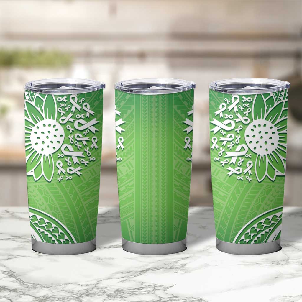 Polynesia Depression Awareness Tumbler Cup Sunflower Green Ribbons Polynesian Tattoo LT14 - Polynesian Pride