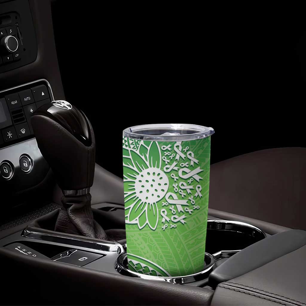 Polynesia Depression Awareness Tumbler Cup Sunflower Green Ribbons Polynesian Tattoo LT14 - Polynesian Pride