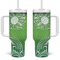 Polynesia Depression Awareness Tumbler With Handle Sunflower Green Ribbons Polynesian Tattoo LT14 One Size: 40 oz Green - Polynesian Pride