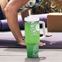 Polynesia Depression Awareness Tumbler With Handle Sunflower Green Ribbons Polynesian Tattoo LT14 - Polynesian Pride