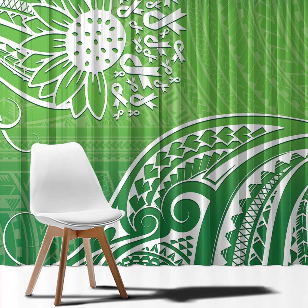 Polynesia Depression Awareness Window Curtain Sunflower Green Ribbons Polynesian Tattoo LT14 - Polynesian Pride