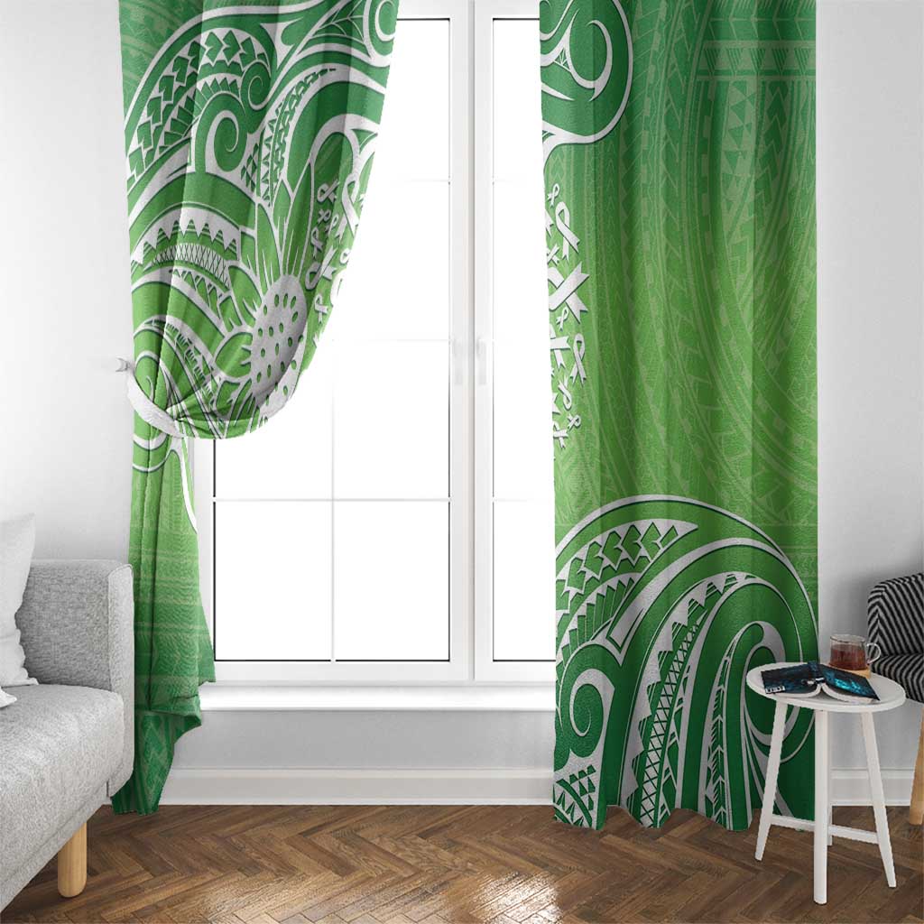 Polynesia Depression Awareness Window Curtain Sunflower Green Ribbons Polynesian Tattoo LT14 - Polynesian Pride