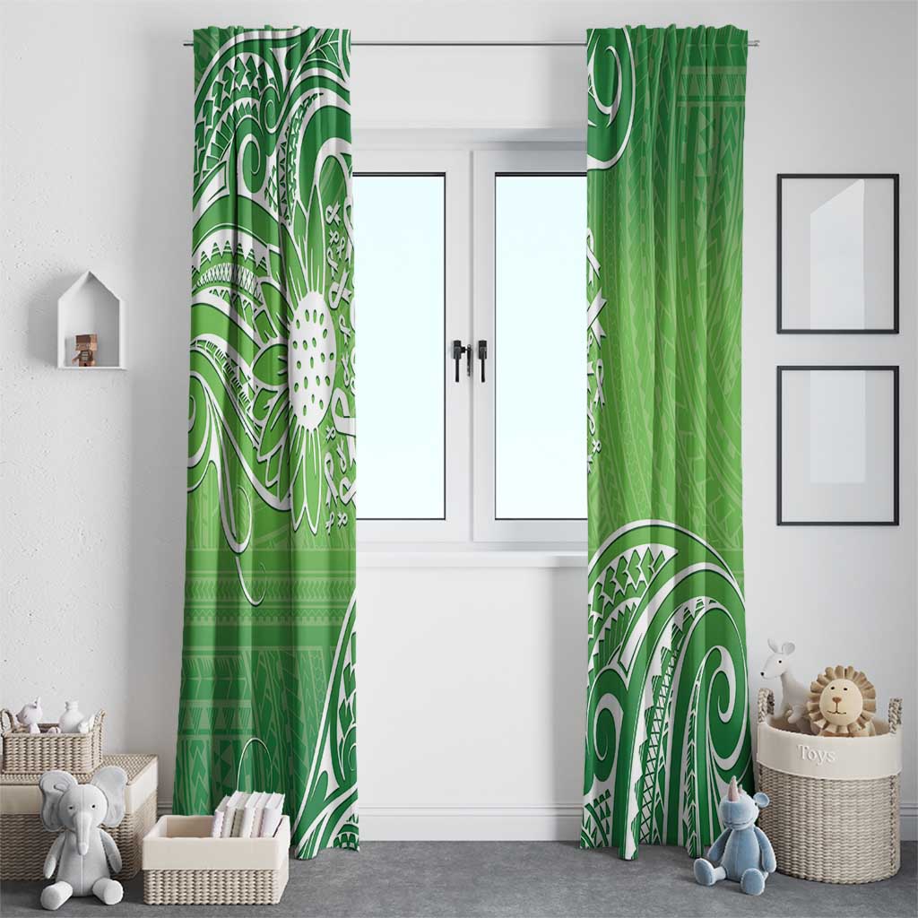 Polynesia Depression Awareness Window Curtain Sunflower Green Ribbons Polynesian Tattoo LT14 - Polynesian Pride