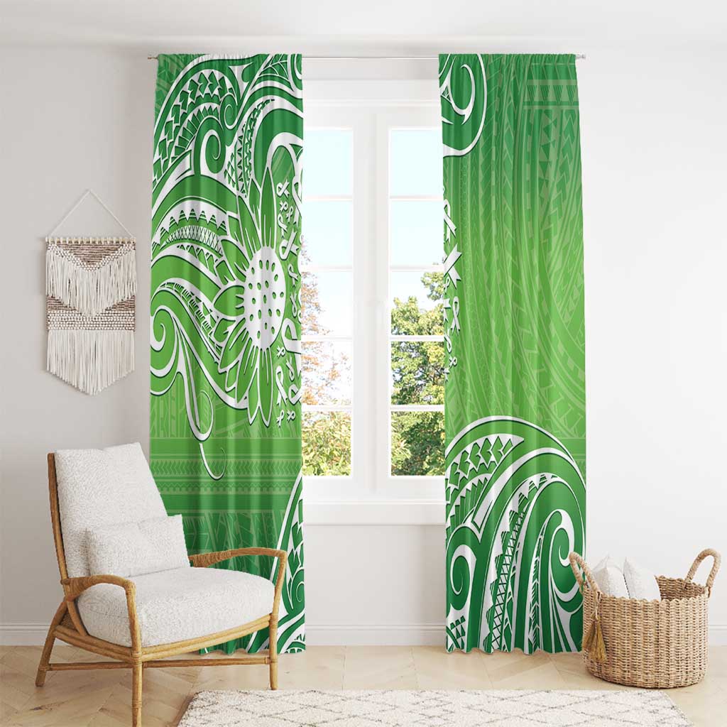 Polynesia Depression Awareness Window Curtain Sunflower Green Ribbons Polynesian Tattoo LT14 - Polynesian Pride