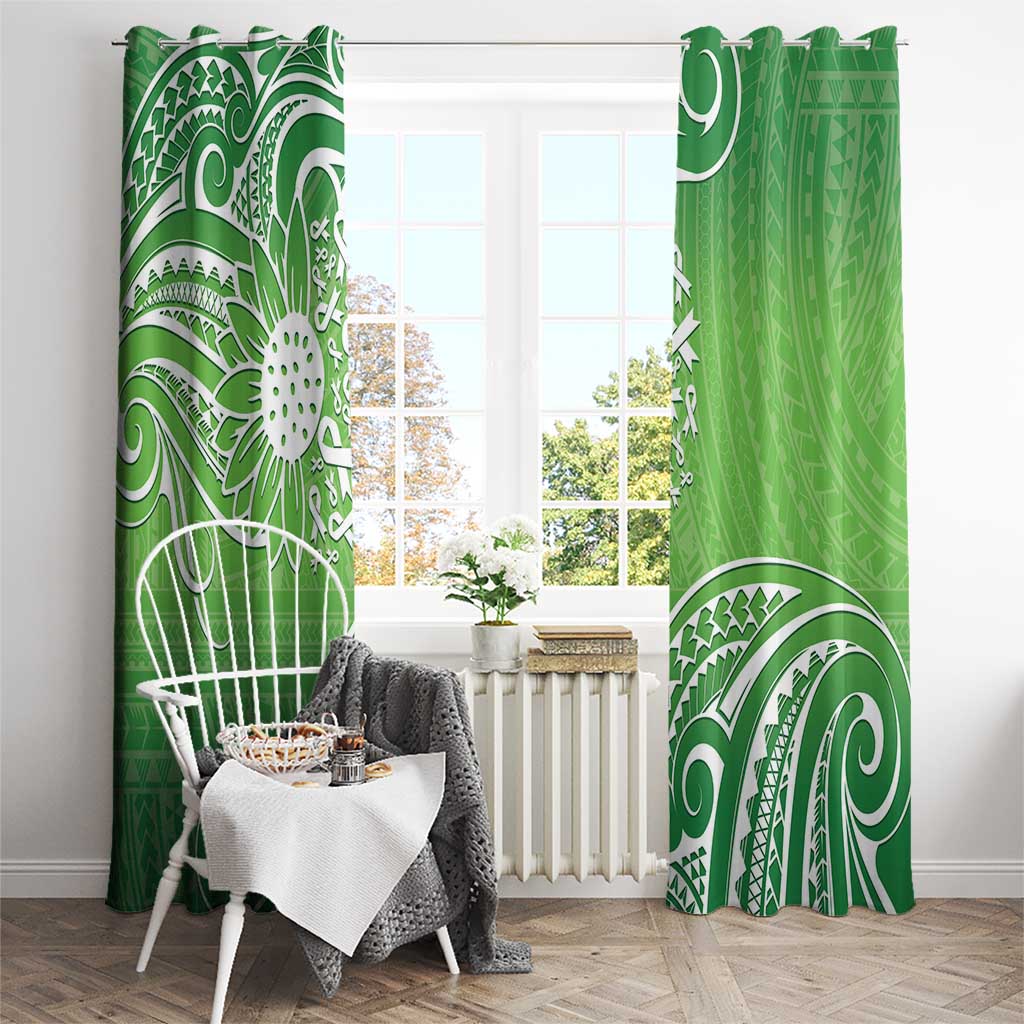 Polynesia Depression Awareness Window Curtain Sunflower Green Ribbons Polynesian Tattoo LT14 - Polynesian Pride