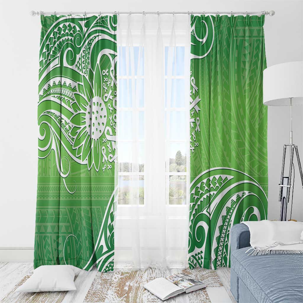 Polynesia Depression Awareness Window Curtain Sunflower Green Ribbons Polynesian Tattoo LT14 - Polynesian Pride