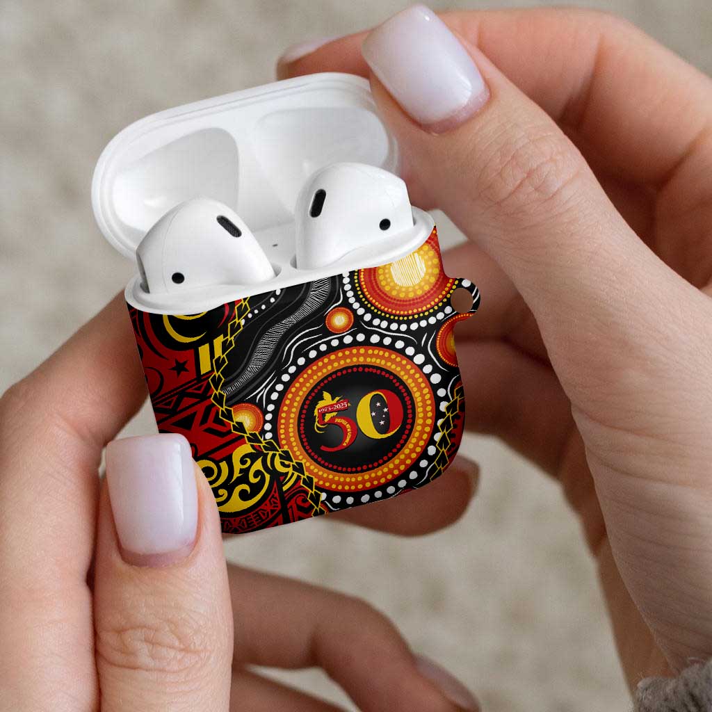 Celebrating 50 Years Papua New Guinea AirPods Case Aboriginal Mix Papuan Pattern - Polynesian Pride