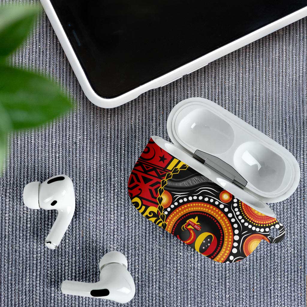 Celebrating 50 Years Papua New Guinea AirPods Case Aboriginal Mix Papuan Pattern - Polynesian Pride