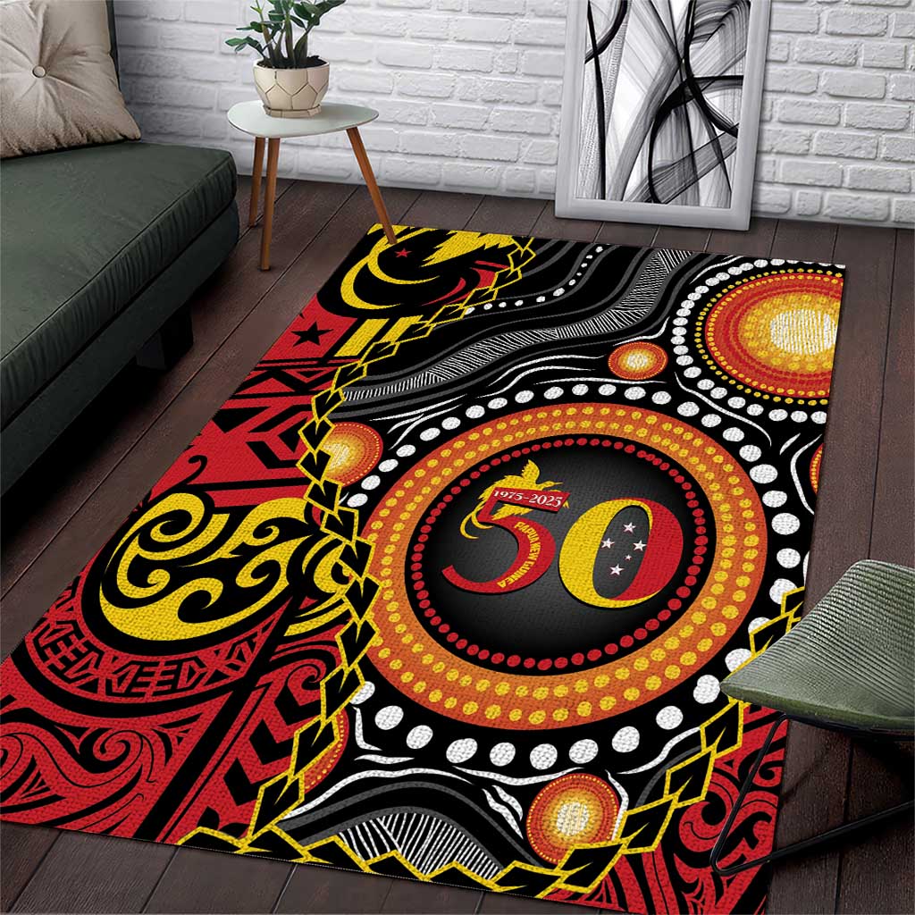 Celebrating 50 Years Papua New Guinea Area Rug Aboriginal Mix Papuan Pattern - Polynesian Pride