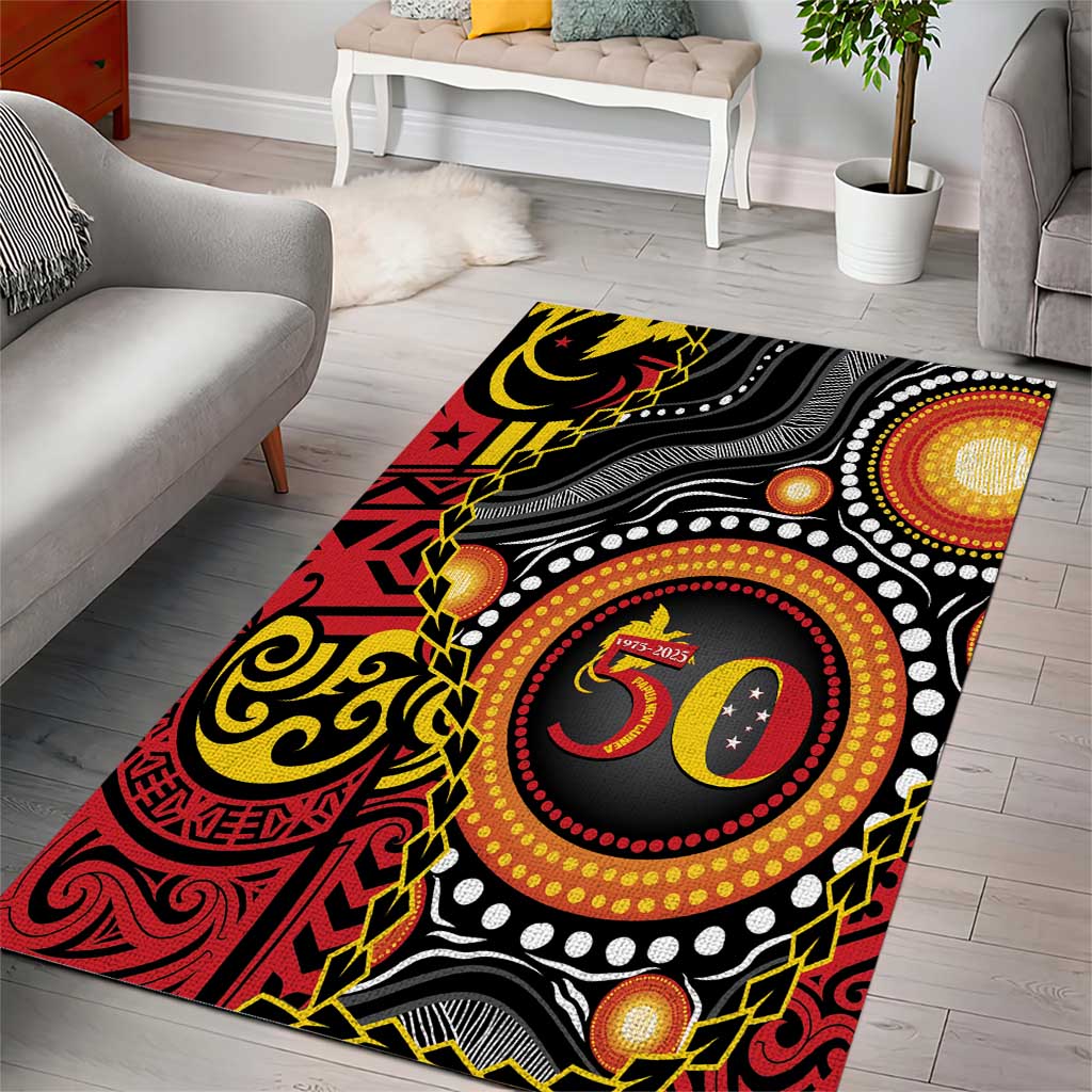 Celebrating 50 Years Papua New Guinea Area Rug Aboriginal Mix Papuan Pattern - Polynesian Pride