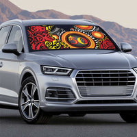 Celebrating 50 Years Papua New Guinea Auto Sun Shade Aboriginal Mix Papuan Pattern - Polynesian Pride