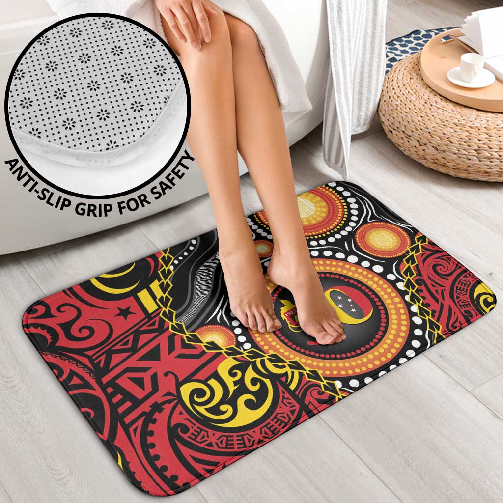 Celebrating 50 Years Papua New Guinea Bathroom Set Aboriginal Mix Papuan Pattern - Polynesian Pride