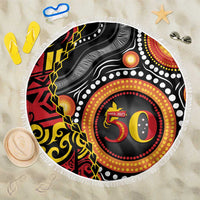 Celebrating 50 Years Papua New Guinea Beach Blanket Aboriginal Mix Papuan Pattern LT14 One Size 150cm Red - Polynesian Pride