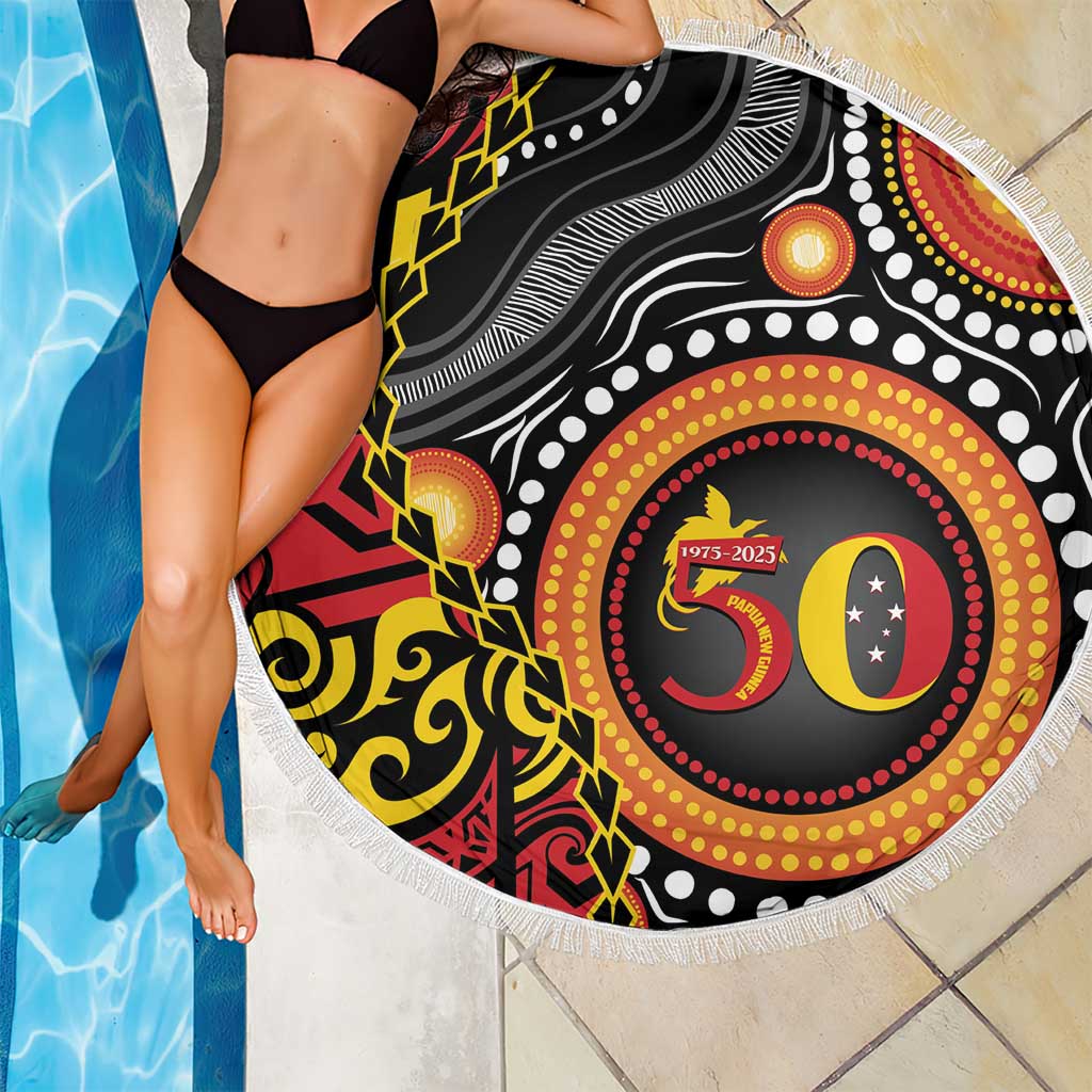 Celebrating 50 Years Papua New Guinea Beach Blanket Aboriginal Mix Papuan Pattern LT14 - Polynesian Pride