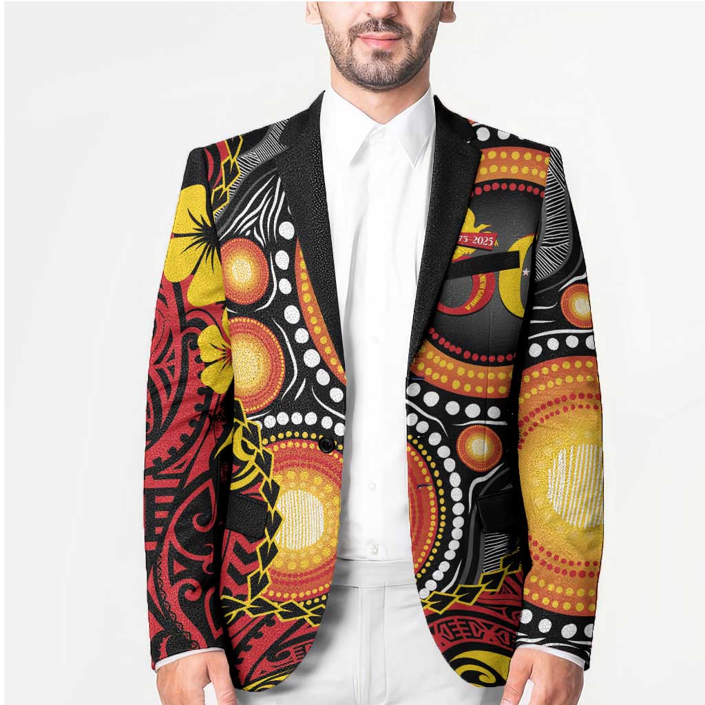 Celebrating 50 Years Papua New Guinea Blazer Aboriginal Mix Papuan Pattern - Polynesian Pride