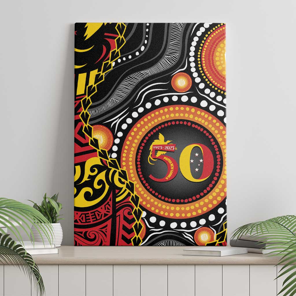 Celebrating 50 Years Papua New Guinea Canvas Wall Art Aboriginal Mix Papuan Pattern LT14 - Polynesian Pride