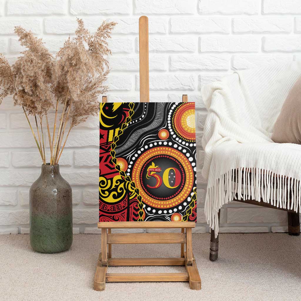 Celebrating 50 Years Papua New Guinea Canvas Wall Art Aboriginal Mix Papuan Pattern LT14 - Polynesian Pride