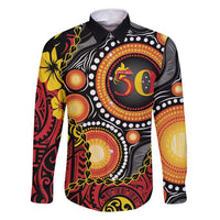 Celebrating 50 Years Papua New Guinea Family Matching Tank Maxi Dress and Hawaiian Shirt Aboriginal Mix Papuan Pattern - Polynesian Pride