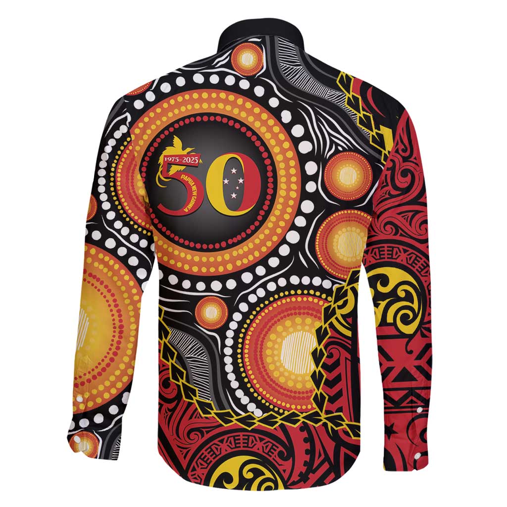 Celebrating 50 Years Papua New Guinea Family Matching Tank Maxi Dress and Hawaiian Shirt Aboriginal Mix Papuan Pattern - Polynesian Pride