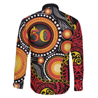 Celebrating 50 Years Papua New Guinea Family Matching Tank Maxi Dress and Hawaiian Shirt Aboriginal Mix Papuan Pattern - Polynesian Pride