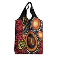 Celebrating 50 Years Papua New Guinea Grocery Bag Aboriginal Mix Papuan Pattern LT14 - Polynesian Pride