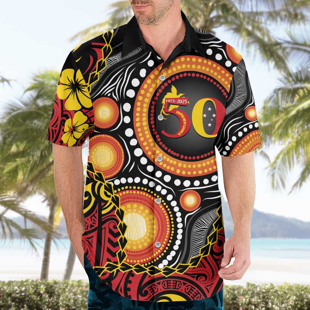 Celebrating 50 Years Papua New Guinea Hawaiian Shirt Aboriginal Mix Papuan Pattern LT14 - Polynesian Pride