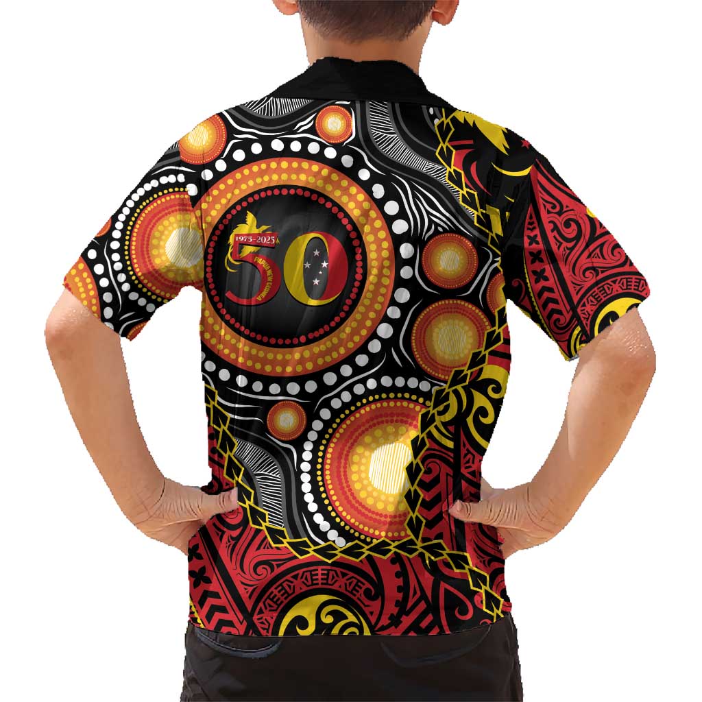 Celebrating 50 Years Papua New Guinea Hawaiian Shirt Aboriginal Mix Papuan Pattern LT14 - Polynesian Pride