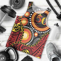 Celebrating 50 Years Papua New Guinea Men Tank Top Aboriginal Mix Papuan Pattern LT14 - Polynesian Pride