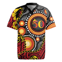 Celebrating 50 Years Papua New Guinea Rugby Jersey Aboriginal Mix Papuan Pattern LT14 Red - Polynesian Pride