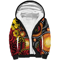 Celebrating 50 Years Papua New Guinea Sherpa Hoodie Aboriginal Mix Papuan Pattern LT14 Unisex Red - Polynesian Pride