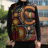 Celebrating 50 Years Papua New Guinea Sleeveless Puffer Jacket Aboriginal Mix Papuan Pattern - Polynesian Pride