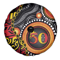 Celebrating 50 Years Papua New Guinea Spare Tire Cover Aboriginal Mix Papuan Pattern - Polynesian Pride
